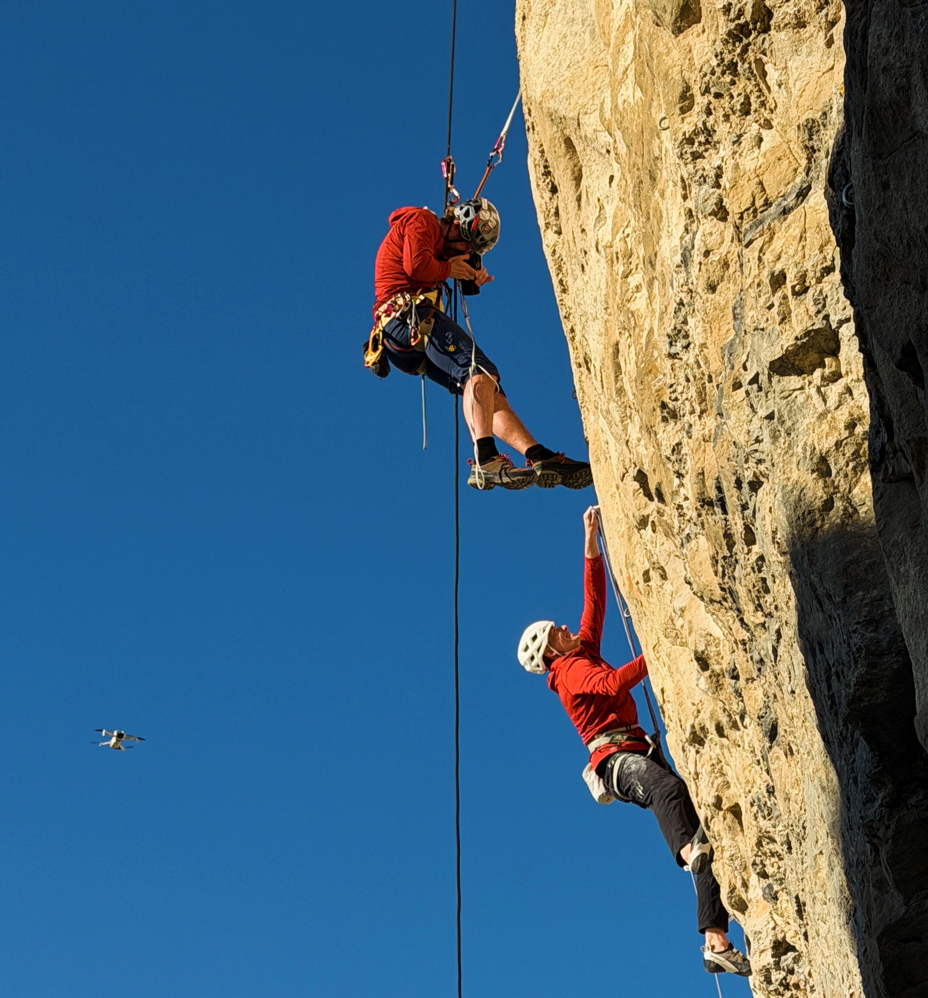 Outdoor brand shoot on rock wall
